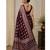 Wine color  real mirror elephant prints premium satin saree with un-stitched blouse