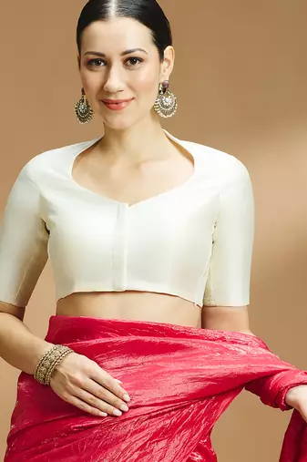 Silk side smocked stretchable blouse