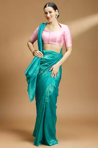 Silk side smocked stretchable blouse