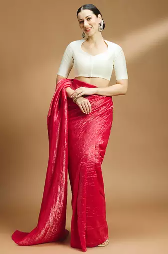 Silk side smocked stretchable blouse