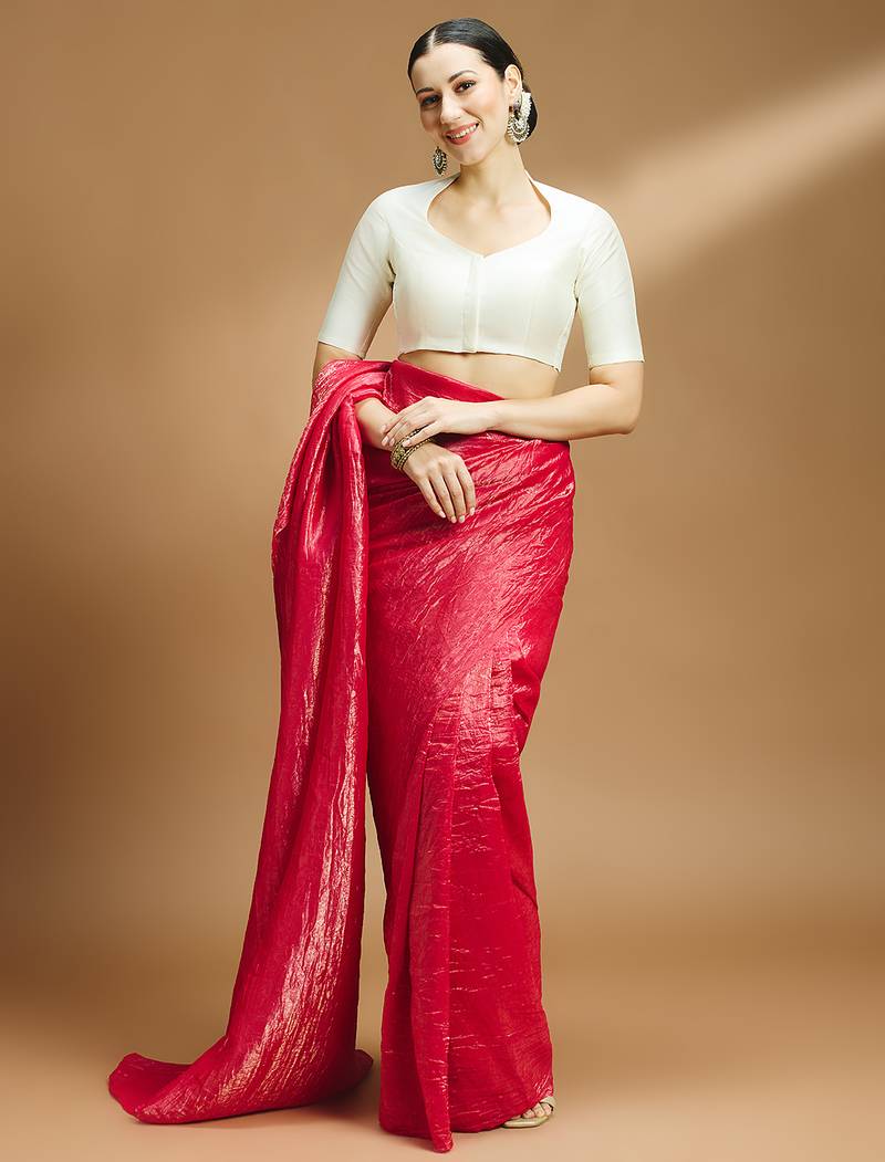Silk side smocked stretchable blouse