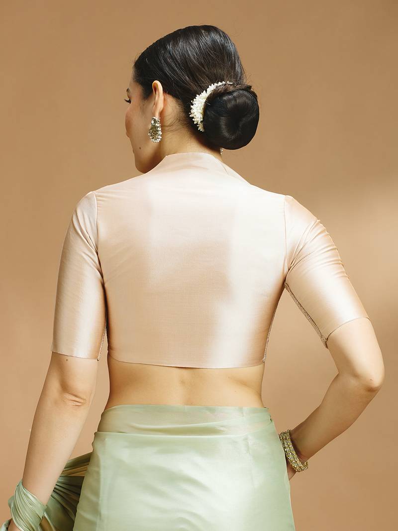 Silk side smocked stretchable blouse