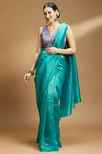 Multi coloured v neck saree blouse