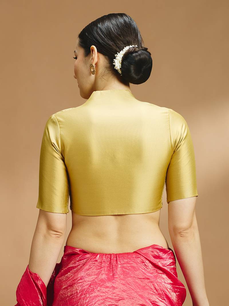 Silk side smocked stretchable blouse