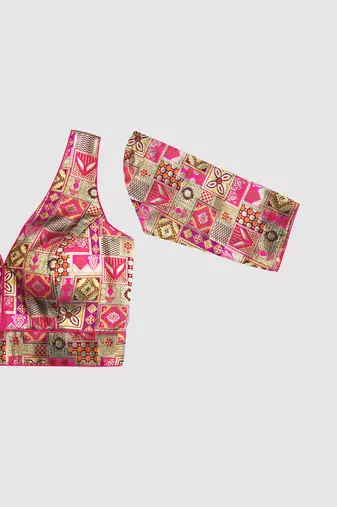 Multi coloured v neck saree blouse