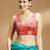 Multi coloured v neck saree blouse