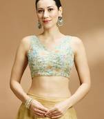 Floral printed self embroidered saree blouse