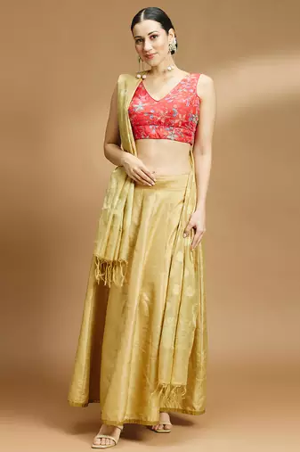 Floral printed self embroidered saree blouse