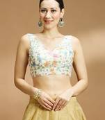 Floral printed self embroidered saree blouse