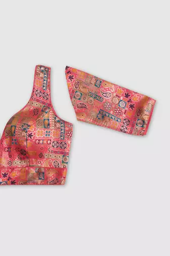 Multi coloured v neck saree blouse