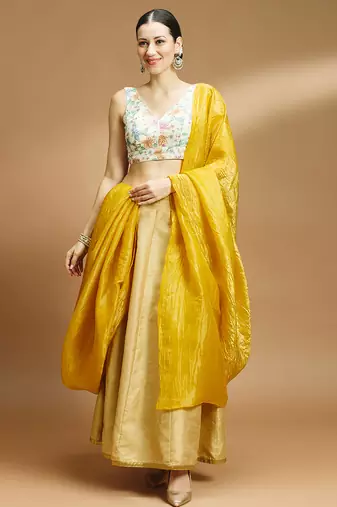 Floral printed self embroidered saree blouse