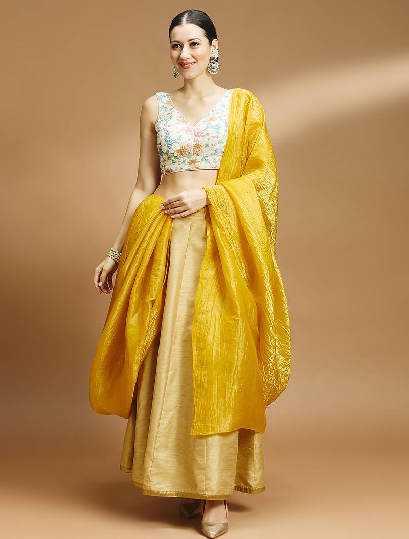 Floral printed self embroidered saree blouse