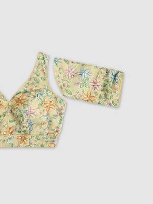 Floral printed self embroidered saree blouse 5