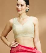 Light gold embelished sequence saree blouse