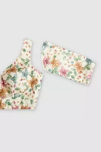 Floral printed self embroidered saree blouse