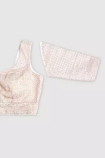 Pink embelished sequence saree blouse