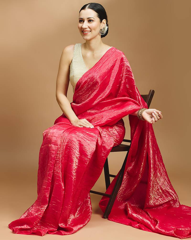 Light gold embelished sequence saree blouse