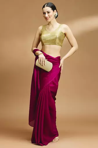 Gold embelished sequence saree blouse