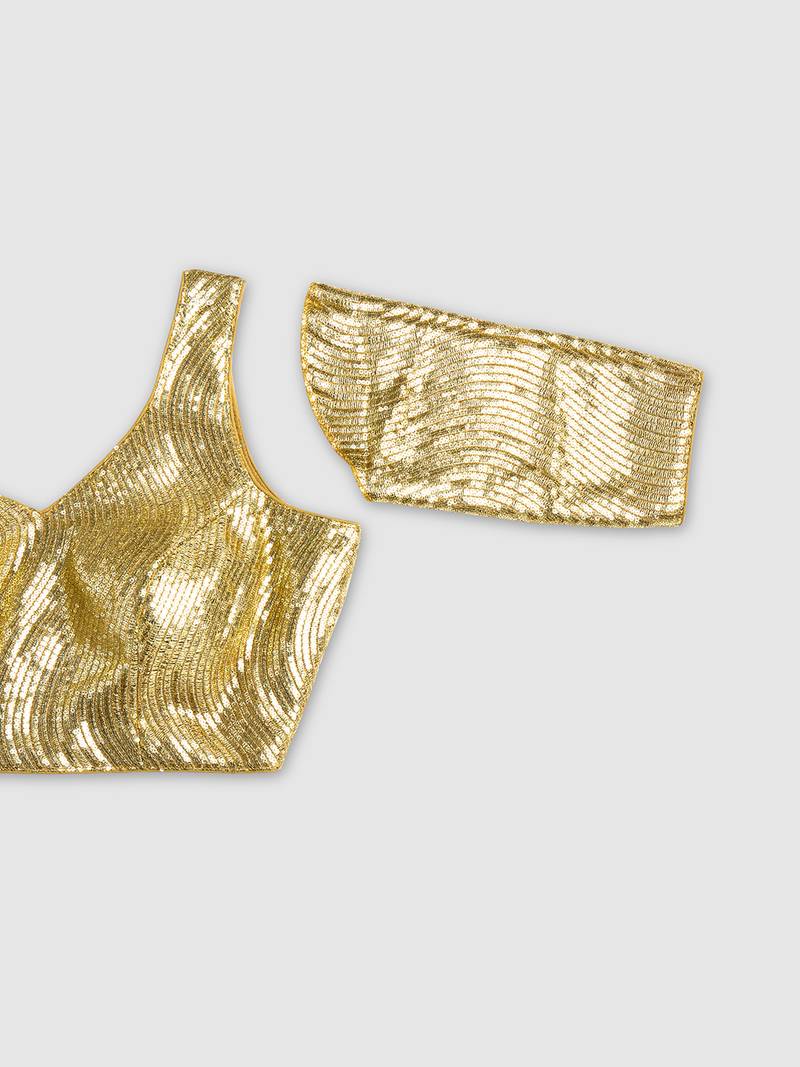 Gold embelished sequence saree blouse