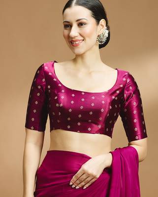Wine side smocking stretchable satin silk blouse 1