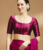 Wine side smocking stretchable satin silk blouse