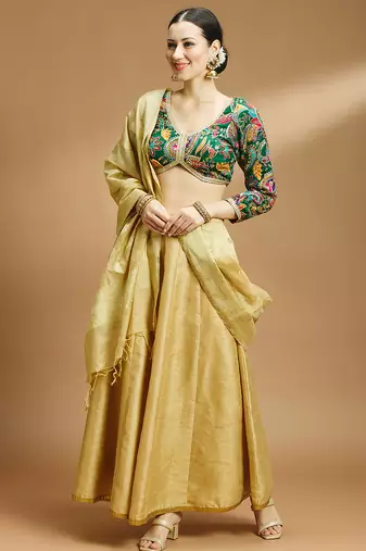 Self embroidered full sleeves v neck designer saree blouse
