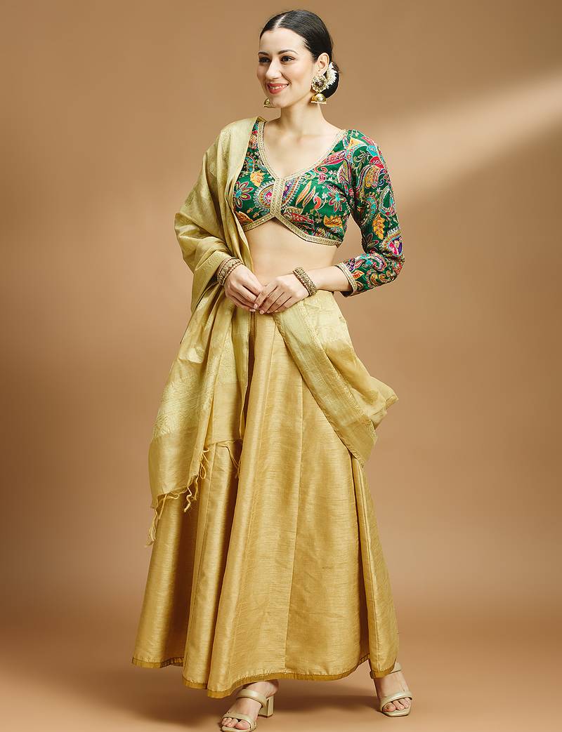 Self embroidered full sleeves v neck designer saree blouse