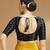 Black side smocking stretchable satin silk blouse