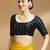 Black side smocking stretchable satin silk blouse