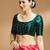 Bottle green side smocking stretchable satin silk blouse