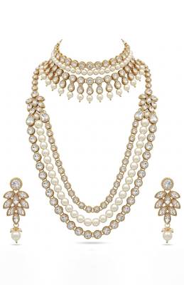 Ivorykundan multi-layered bridal necklace set 3