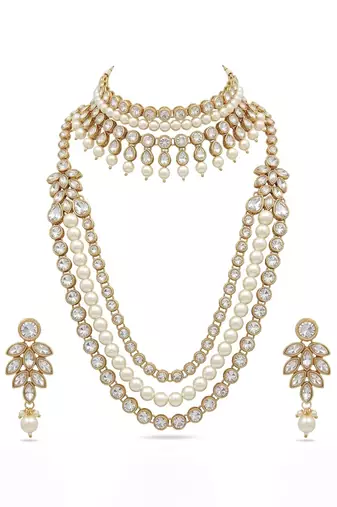 Ivorykundan multi-layered bridal necklace set
