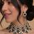 Grey stone kundan choker necklace set
