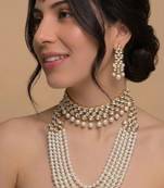 Off-white pearl & kundan bridal set