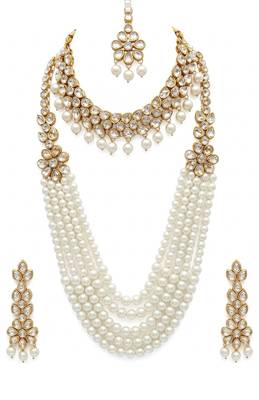 Off-white pearl & kundan bridal set 3