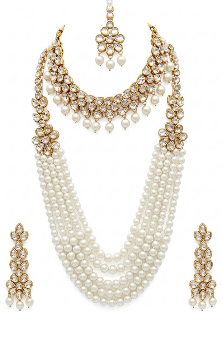 Off-white pearl & kundan bridal set
