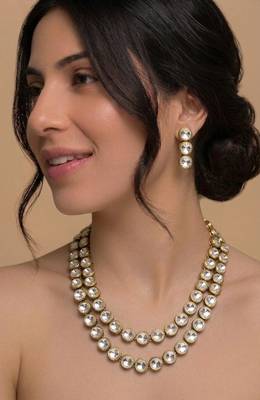 Double line kundan statement necklace set 2
