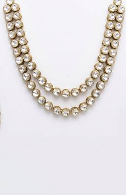 Double line kundan statement necklace set 3