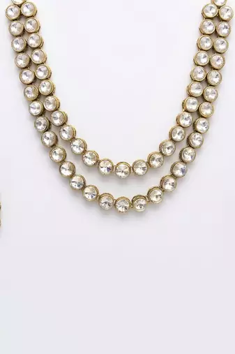 Double line kundan statement necklace set