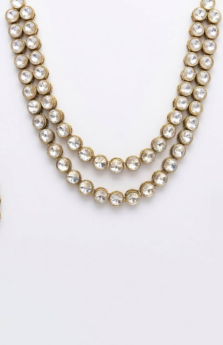 Double line kundan statement necklace set