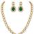 Emerald drop kundan solitaire necklace set