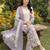 Off white printed pure cotton kurta trouser dupatta set