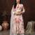 White printed polyester kurta trouser dupatta set
