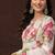 White printed polyester kurta trouser dupatta set