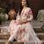 White printed polyester kurta trouser dupatta set