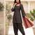 Black printed pure cotton kurta trouser dupatta set