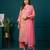 Pink printed pure cotton kurta trouser dupatta set
