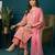 Pink printed pure cotton kurta trouser dupatta set