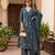 Teal printed pure cotton kurta trouser dupatta set