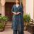 Teal printed pure cotton kurta trouser dupatta set